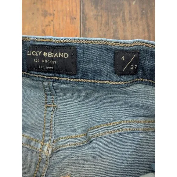 Lucky Brand Bridgette High Rise Skinny Button Fly Jeans Size 27/4 Blue Denim - Picture 4 of 6